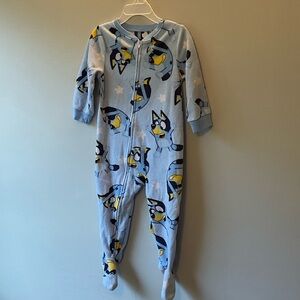 Cozy Blue Cartoon Kids Footie Pajama
